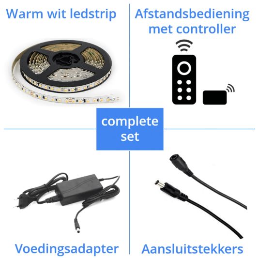 50 meter led strip Warm Wit complete set - Premium 6000 leds