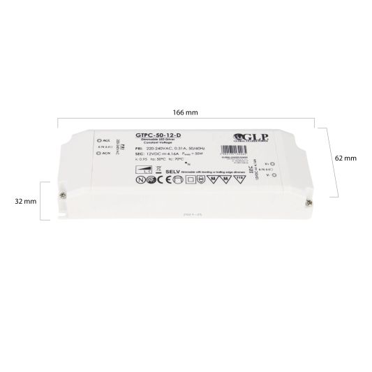 50W - 12V Professionele compacte dimbare led driver