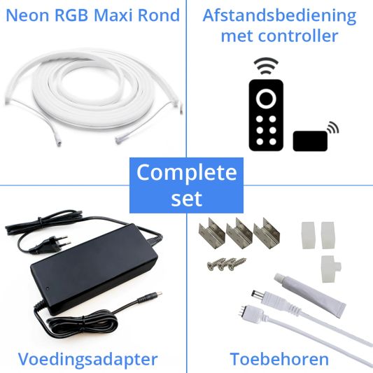 6 meter RGB Neon LED flex Maxi rond - complete set neon verlichting
