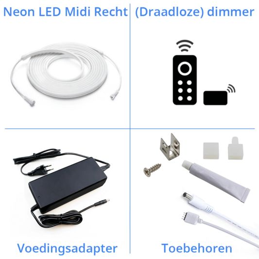 6 meter RGB Neon LED flex Midi Recht - complete set neon verlichting