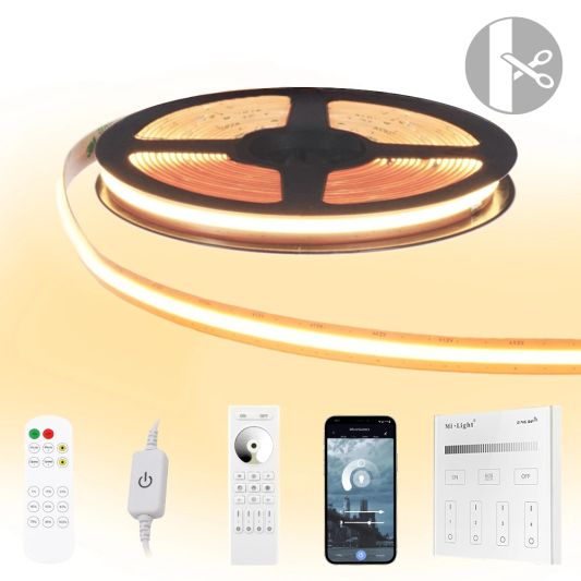 6 meter Warm Wit led strip COB met 600 leds per meter - complete set