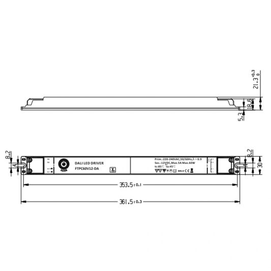 60W - 24V Professionele compacte dimbare led driver voor dali dimmer