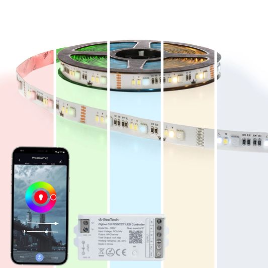 7 meter complete set RGBWW led strip met Zigbee controller