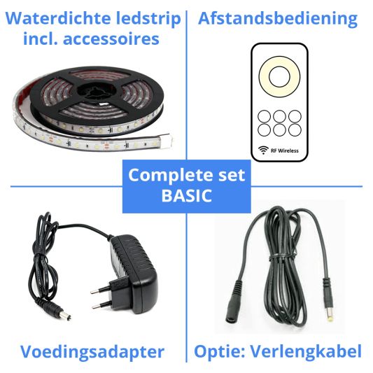 7 meter Helder Wit led strip voor buiten complete set