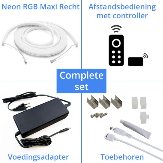 7 meter RGB Neon LED flex Maxi recht - complete set neon verlichting