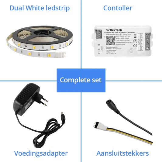 8 meter complete set Dual White led strip met Zigbee controller