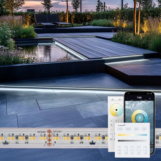 8 meter Dual White led strip voor buiten complete set