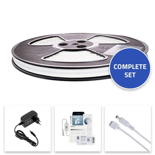 8 meter Neon LED Flex Midi recht Warm Wit - complete set neon verlichting