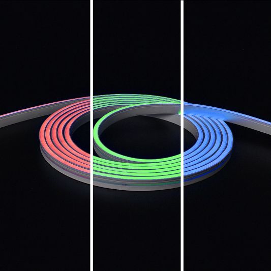 8 meter RGB Neon LED flex Midi Recht - complete set neon verlichting met grondspiezen
