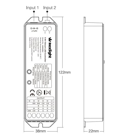 8-zone RF Touch afstandsbediening voor alle kleuren led strips - met controller