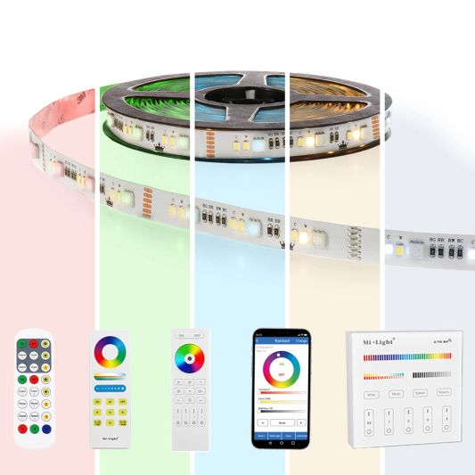 9 meter RGBWW led strip basic met 36 leds p/m - complete set