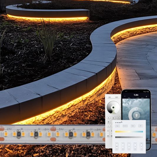 9 meter Warm Witte led strip voor buiten complete set