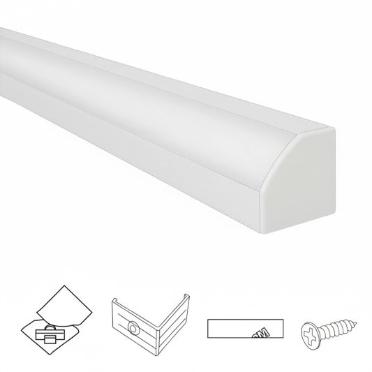 Aluminium ledstrip hoekprofiel wit 1M breed - Compleet met afdekkap