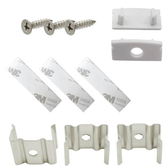 Aluminium ledstrip profiel opbouw 3M - 7 mm hoog - compleet met afdekkap