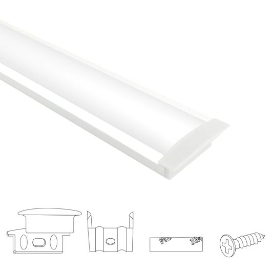 Aluminium ledstrip profiel wit inbouw 1,5M - breed en laag - compleet met afdekkap