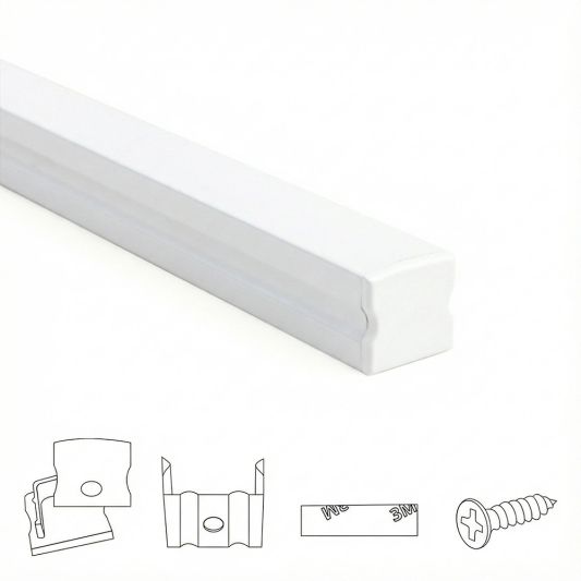 Aluminium ledstrip profiel wit opbouw 3M - 15 mm hoog - compleet met afdekkap