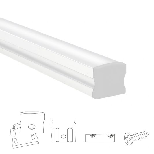 Aluminium ledstrip profiel wit opbouw 3M - breed en hoog - compleet met afdekkap