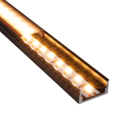 Aluminium ledstrip profiel zwart opbouw 1M - 7 mm hoog - compleet met afdekkap