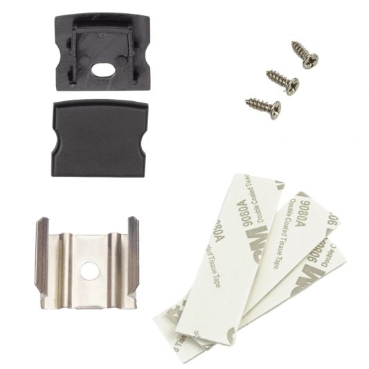 Aluminium ledstrip profiel zwart opbouw 4M - 15 mm hoog - compleet met afdekkap