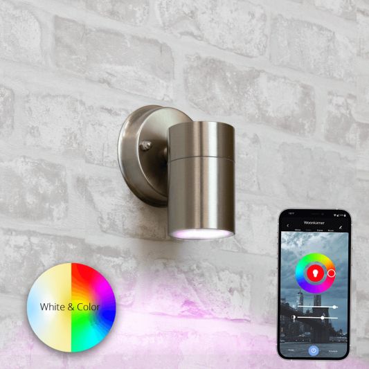 Aluminium wandlamp voor buiten met Zigbee GU10 spot - Rond