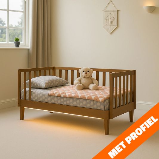 Bedverlichting 1 zijde complete set 1 meter LED strip warm wit met bewegingssensor en hoekprofiel