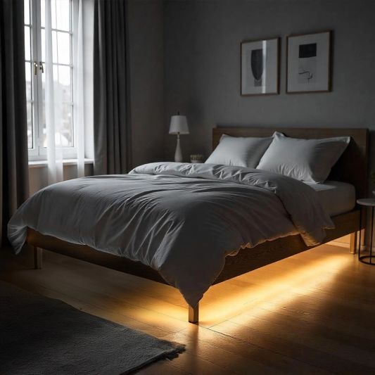 Bedverlichting 1 zijde complete set 2 meter LED strip warm wit met bewegingssensor