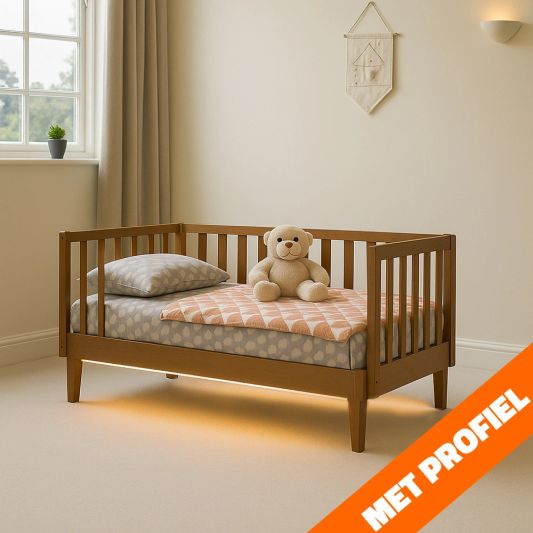 Bedverlichting 2 zijden complete set 1 meter LED strip warm wit met bewegingssensor en hoekprofiel