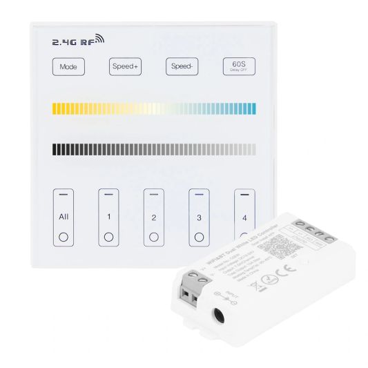 Draadloos Milight touch wandpaneel & wifi controller voor Dual White led strips - complete set