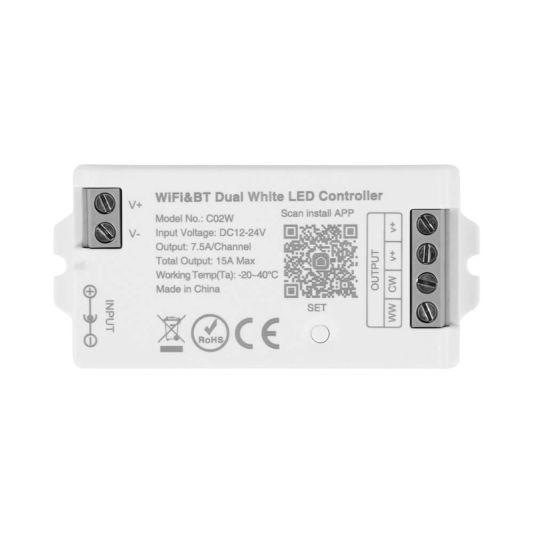 Draadloos Milight touch wandpaneel & wifi controller voor Dual White led strips - complete set