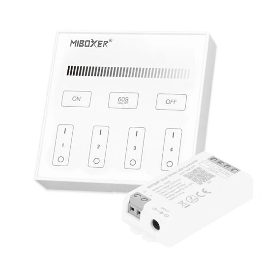 Draadloos Milight touch wandpaneel & wifi controller voor witte led strips - complete set