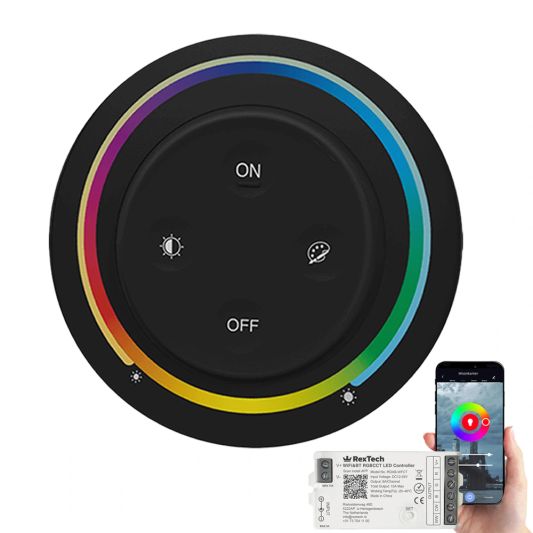 Draadloze touch wanddimmer & wifi controller voor RGBWW led strips - complete set