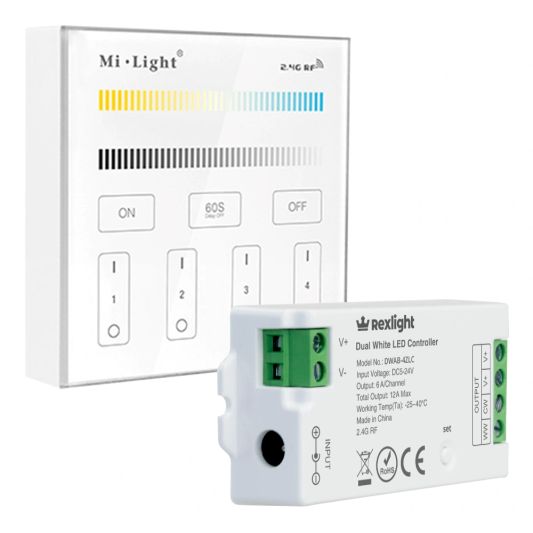 Dual White 4-zone Touch Panel op batterij met controller