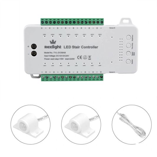 Dynamische trapverlichting controller inclusief sensoren - 1 programma