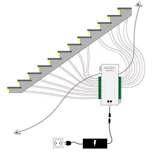 Dynamische trapverlichting controller inclusief sensoren - 1 programma