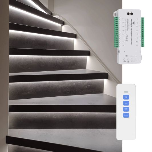 Dynamische trapverlichting controller inclusief sensoren en afstandsbediening - 12 programma's