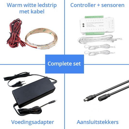 Dynamische trapverlichting set 50 cm voor max. 16 treden inclusief sensoren en 1 programma - Warm wit licht