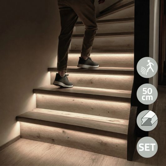 Dynamische trapverlichting set Basic 130 cm met profiel