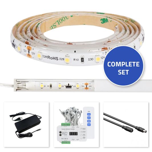 Dynamische trapverlichting set Basic 130 cm met profiel