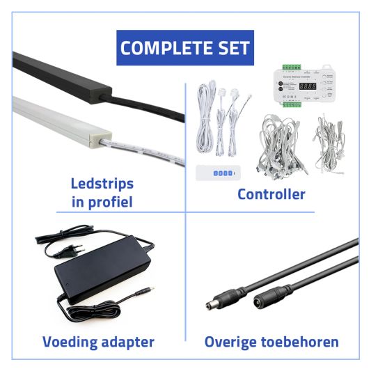 Dynamische trapverlichting set Basic 130 cm met profiel