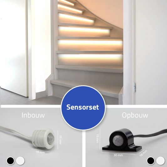 Dynamische trapverlichting set Basic 130 cm met profiel