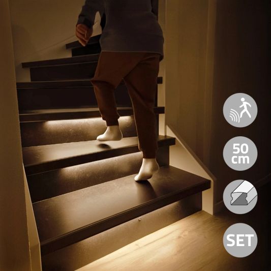 Dynamische trapverlichting set Basic 50 cm met profiel