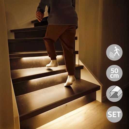 Dynamische trapverlichting set Premium 50 cm met profiel