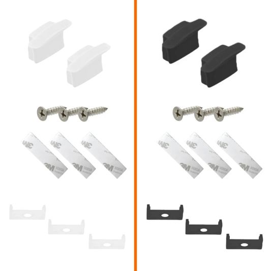 Eindkapjes en beugeltjes voor breed profiel inbouw laag model