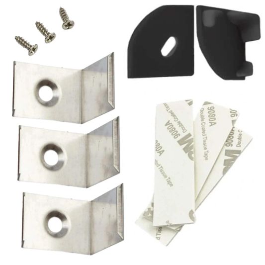 Eindkapjes en beugeltjes voor zwart hoekprofiel slim line 2020