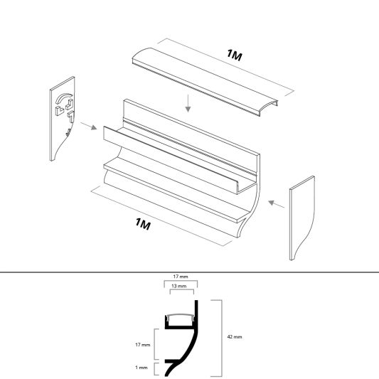 Led profiel 1 meter up light muur profiel