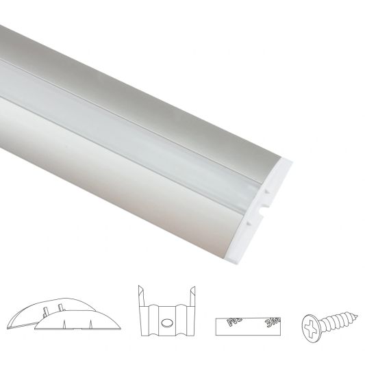 Led profiel 1 meter voor vloer opbouw 10 mm - Bolle afwerking
