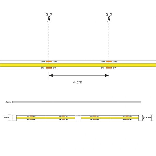 Led strip COB Warm Wit - 3 meter - losse strip met 1512 leds