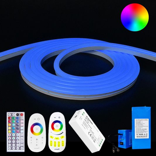 Led strip op batterij Neon RGB Maxi Rond complete set 4 meter