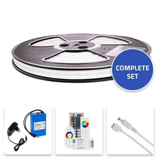 Led strip op batterij Neon RGB Maxi Rond complete set 5 meter