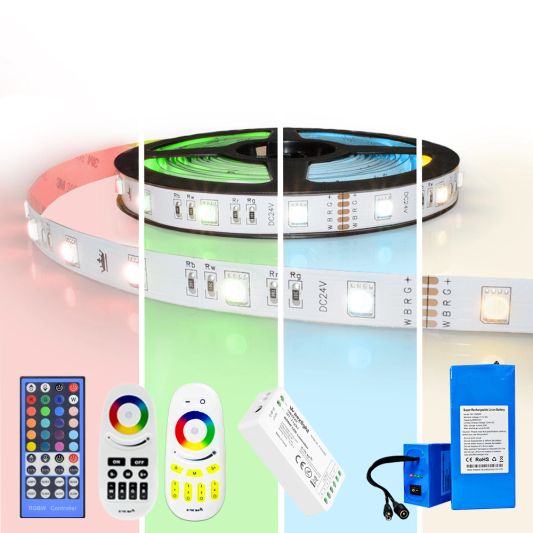Led strip op batterij RGBW Basic complete set 2 meter